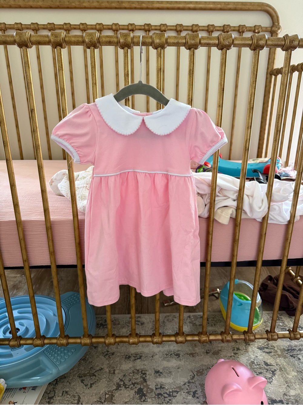 Classic Pink Peter Pan Collar Girls' Dress
